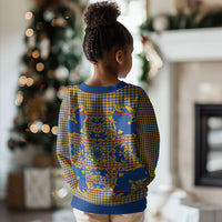 Cobalt Blue Hearts Crown Traditional Geometry Kid Ugly Christmas Sweater Seanamarena Basotho Blanket Inspired