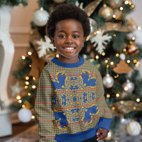 Cobalt Blue Hearts Crown Traditional Geometry Kid Ugly Christmas Sweater Seanamarena Basotho Blanket Inspired