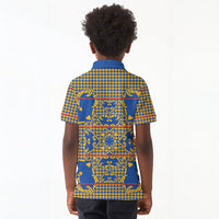 Cobalt Blue Hearts Crown Traditional Geometry Kid Polo Shirt Seanamarena Basotho Blanket Inspired