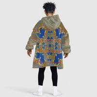 Cobalt Blue Hearts Crown Traditional Geometry Kid Wearable Blanket Hoodie Seanamarena Basotho Blanket Inspired