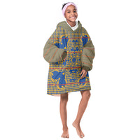 Cobalt Blue Hearts Crown Traditional Geometry Kid Wearable Blanket Hoodie Seanamarena Basotho Blanket Inspired