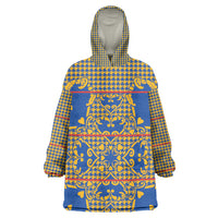 Cobalt Blue Hearts Crown Traditional Geometry Kid Wearable Blanket Hoodie Seanamarena Basotho Blanket Inspired