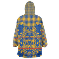 Cobalt Blue Hearts Crown Traditional Geometry Kid Wearable Blanket Hoodie Seanamarena Basotho Blanket Inspired