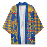 Cobalt Blue Hearts Crown Traditional Geometry Kimono Seanamarena Basotho Blanket Inspired