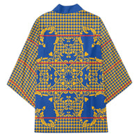 Cobalt Blue Hearts Crown Traditional Geometry Kimono Seanamarena Basotho Blanket Inspired