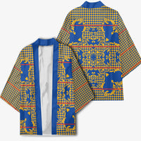 Cobalt Blue Hearts Crown Traditional Geometry Kimono Seanamarena Basotho Blanket Inspired
