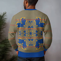 Cobalt Blue Hearts Crown Traditional Geometry Ugly Christmas Sweater Seanamarena Basotho Blanket Inspired