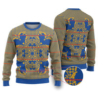 Cobalt Blue Hearts Crown Traditional Geometry Ugly Christmas Sweater Seanamarena Basotho Blanket Inspired