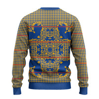 Cobalt Blue Hearts Crown Traditional Geometry Ugly Christmas Sweater Seanamarena Basotho Blanket Inspired