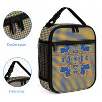 Cobalt Blue Hearts Crown Traditional Geometry Lunch Bag Seanamarena Basotho Blanket Inspired