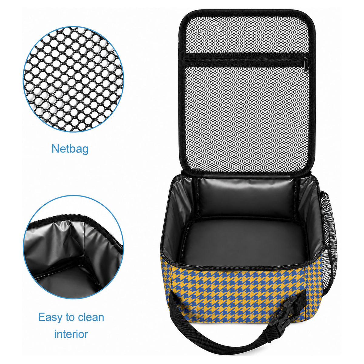 Cobalt Blue Hearts Crown Traditional Geometry Lunch Bag Seanamarena Basotho Blanket Inspired
