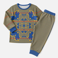 Cobalt Blue Hearts Crown Traditional Geometry Christmas Pajama Set Seanamarena Basotho Blanket Inspired