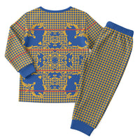 Cobalt Blue Hearts Crown Traditional Geometry Christmas Pajama Set Seanamarena Basotho Blanket Inspired