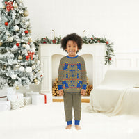 Cobalt Blue Hearts Crown Traditional Geometry Christmas Pajama Set Seanamarena Basotho Blanket Inspired