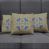 Cobalt Blue Hearts Crown Traditional Geometry Pillow Cover Seanamarena Basotho Blanket Inspired