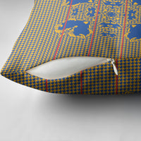 Cobalt Blue Hearts Crown Traditional Geometry Pillow Cover Seanamarena Basotho Blanket Inspired