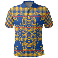 Cobalt Blue Hearts Crown Traditional Geometry Polo Shirt Seanamarena Basotho Blanket Inspired