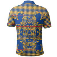 Cobalt Blue Hearts Crown Traditional Geometry Polo Shirt Seanamarena Basotho Blanket Inspired