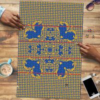 Cobalt Blue Hearts Crown Traditional Geometry Puzzle Seanamarena Basotho Blanket Inspired