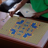Cobalt Blue Hearts Crown Traditional Geometry Puzzle Seanamarena Basotho Blanket Inspired