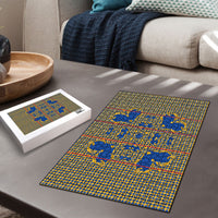Cobalt Blue Hearts Crown Traditional Geometry Puzzle Seanamarena Basotho Blanket Inspired