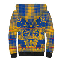 Cobalt Blue Hearts Crown Traditional Geometry Sherpa Hoodie Seanamarena Basotho Blanket Inspired