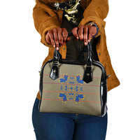 Cobalt Blue Hearts Crown Traditional Geometry Shoulder Handbag Seanamarena Basotho Blanket Inspired