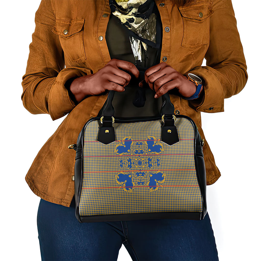 Cobalt Blue Hearts Crown Traditional Geometry Shoulder Handbag Seanamarena Basotho Blanket Inspired