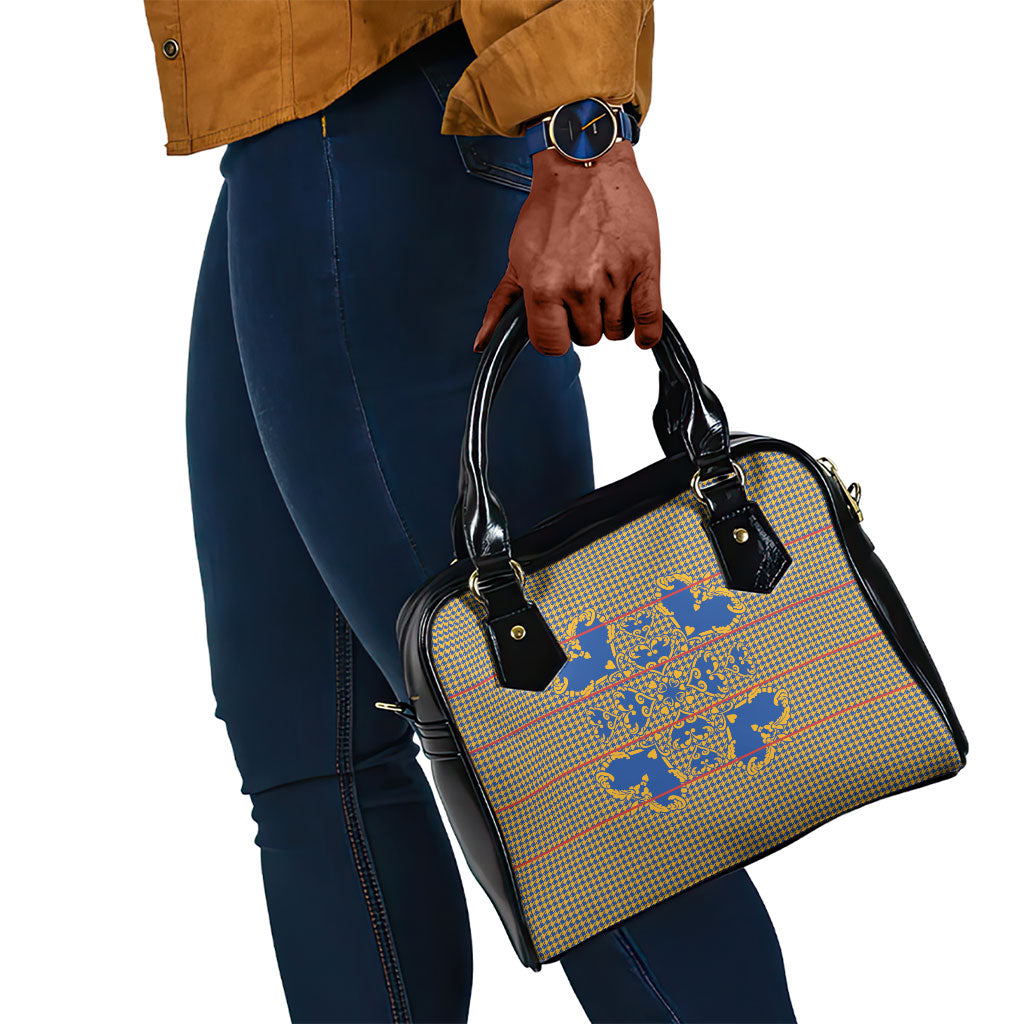 Cobalt Blue Hearts Crown Traditional Geometry Shoulder Handbag Seanamarena Basotho Blanket Inspired