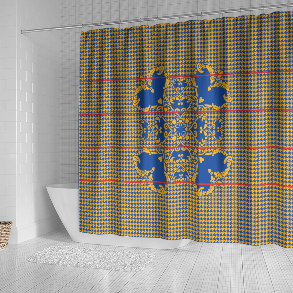 Cobalt Blue Hearts Crown Traditional Geometry Shower Curtain Seanamarena Basotho Blanket Inspired