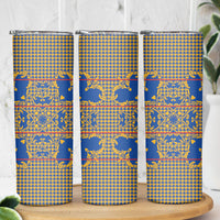 Cobalt Blue Hearts Crown Traditional Geometry Skinny Tumbler Seanamarena Basotho Blanket Inspired