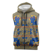 Cobalt Blue Hearts Crown Traditional Geometry Sleeveless Zip Hoodie Seanamarena Basotho Blanket Inspired
