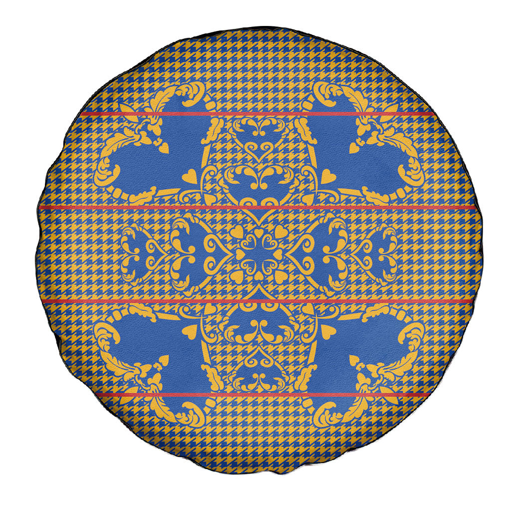 Cobalt Blue Hearts Crown Traditional Geometry Spare Tire Cover Seanamarena Basotho Blanket Inspired