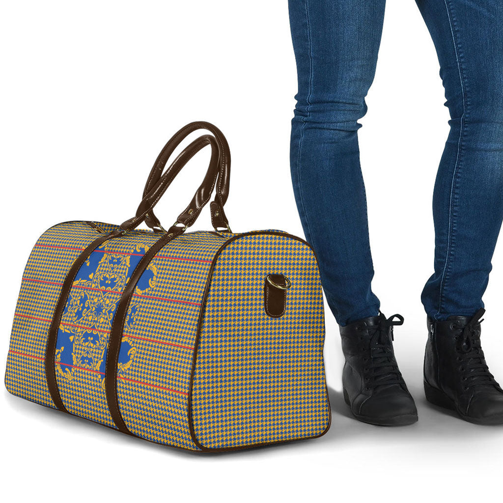 Cobalt Blue Hearts Crown Traditional Geometry Travel Bag Seanamarena Basotho Blanket Inspired