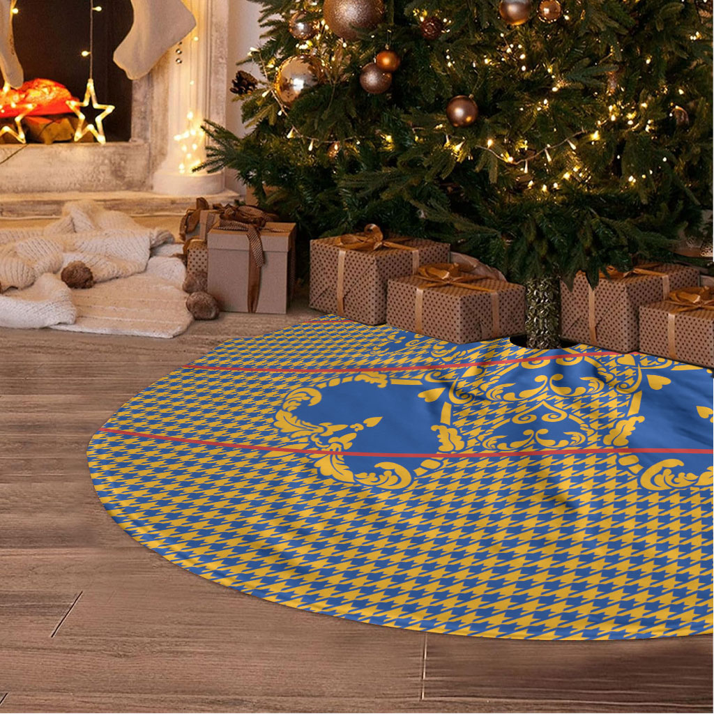Cobalt Blue Hearts Crown Traditional Geometry Tree Skirt Seanamarena Basotho Blanket Inspired