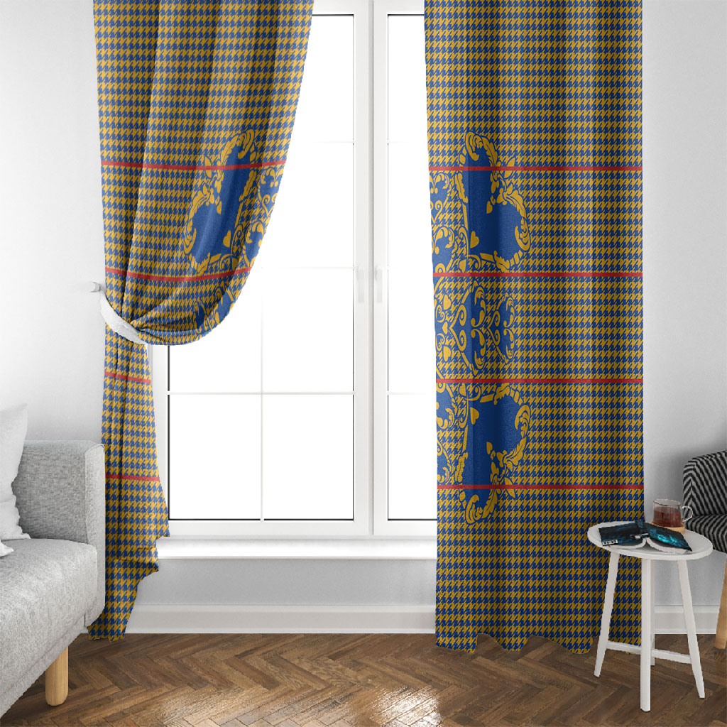 Cobalt Blue Hearts Crown Traditional Geometry Window Curtain Seanamarena Basotho Blanket Inspired