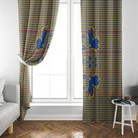 Cobalt Blue Hearts Crown Traditional Geometry Window Curtain Seanamarena Basotho Blanket Inspired