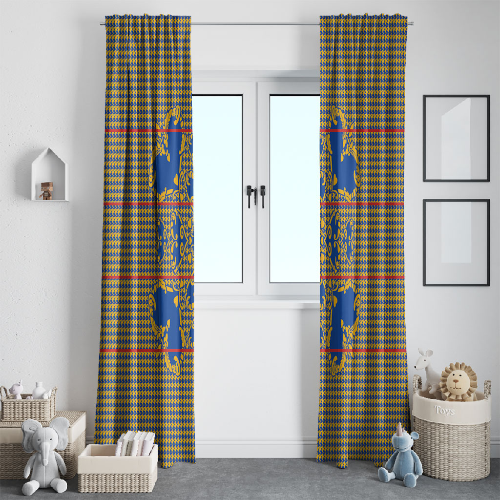 Cobalt Blue Hearts Crown Traditional Geometry Window Curtain Seanamarena Basotho Blanket Inspired
