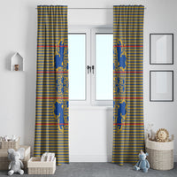 Cobalt Blue Hearts Crown Traditional Geometry Window Curtain Seanamarena Basotho Blanket Inspired