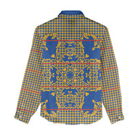 Cobalt Blue Hearts Crown Traditional Geometry Women Casual Shirt Seanamarena Basotho Blanket Inspired