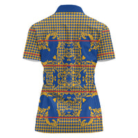 Cobalt Blue Hearts Crown Traditional Geometry Women Polo Shirt Seanamarena Basotho Blanket Inspired