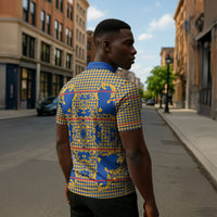 Cobalt Blue Hearts Crown Traditional Geometry Zipper Polo Shirt Seanamarena Basotho Blanket Inspired
