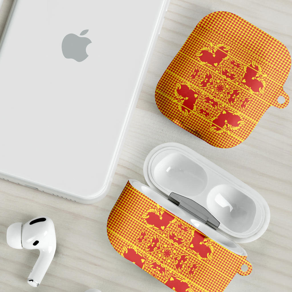 Scarlet Red Hearts Crown Traditional Geometry AirPods Case Seanamarena Basotho Blanket Inspired