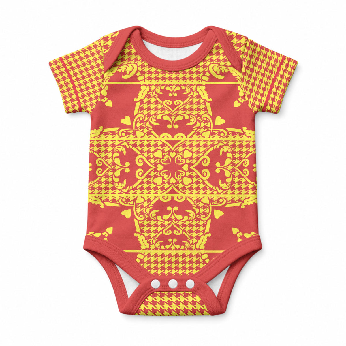 Scarlet Red Hearts Crown Traditional Geometry Baby Onesie Seanamarena Basotho Blanket Inspired
