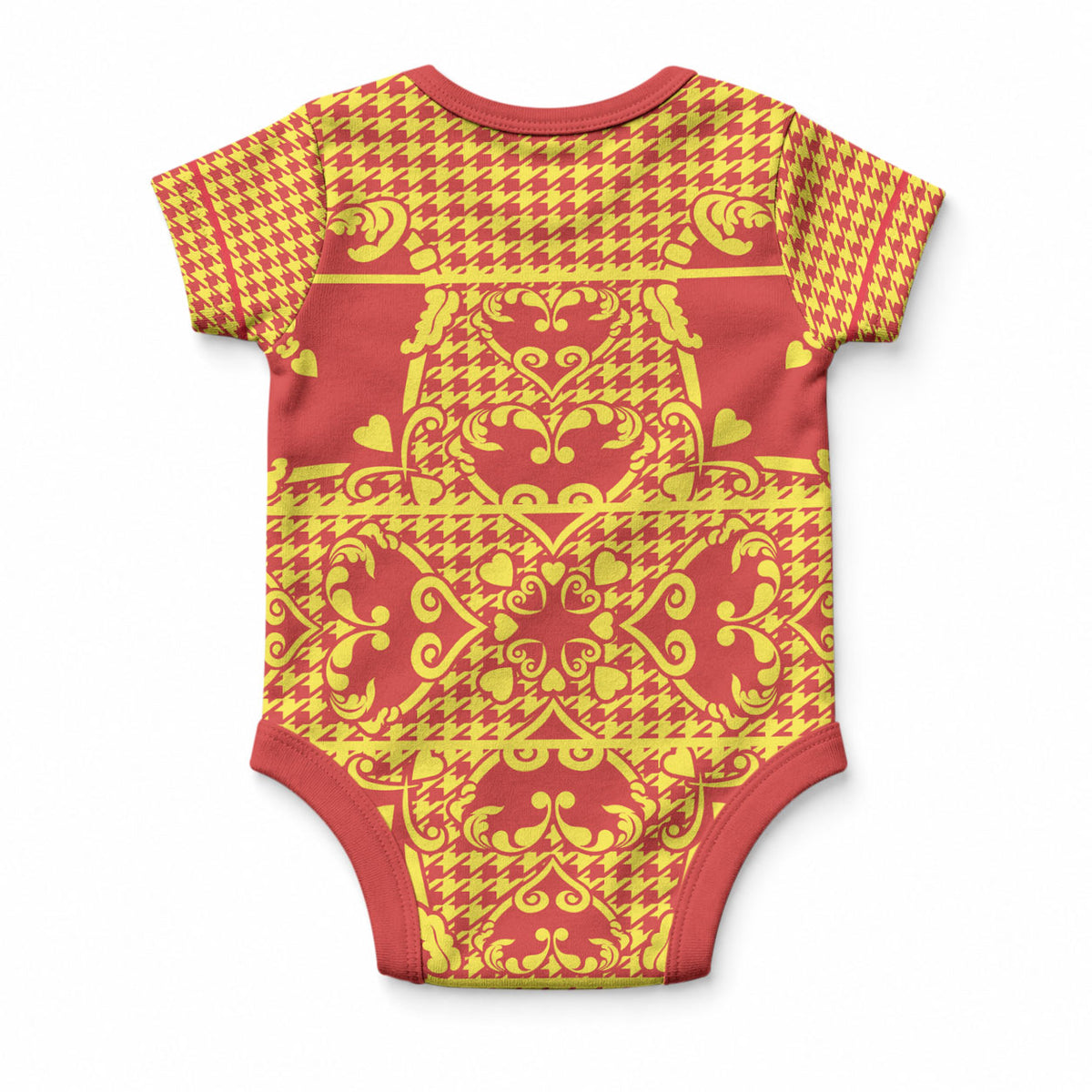 Scarlet Red Hearts Crown Traditional Geometry Baby Onesie Seanamarena Basotho Blanket Inspired