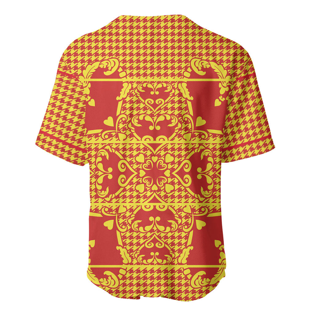 Scarlet Red Hearts Crown Traditional Geometry Baseball Jersey Seanamarena Basotho Blanket Inspired