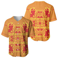 Scarlet Red Hearts Crown Traditional Geometry Baseball Jersey Seanamarena Basotho Blanket Inspired