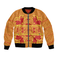 Scarlet Red Hearts Crown Traditional Geometry Bomber Jacket Seanamarena Basotho Blanket Inspired