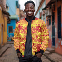 Scarlet Red Hearts Crown Traditional Geometry Bomber Jacket Seanamarena Basotho Blanket Inspired