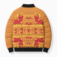 Scarlet Red Hearts Crown Traditional Geometry Bomber Puffer Jacket Seanamarena Basotho Blanket Inspired